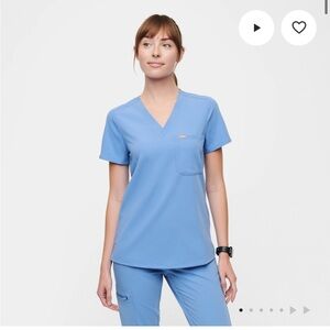 Figs Catarina Ceil Blue V-Neck Scrub Top